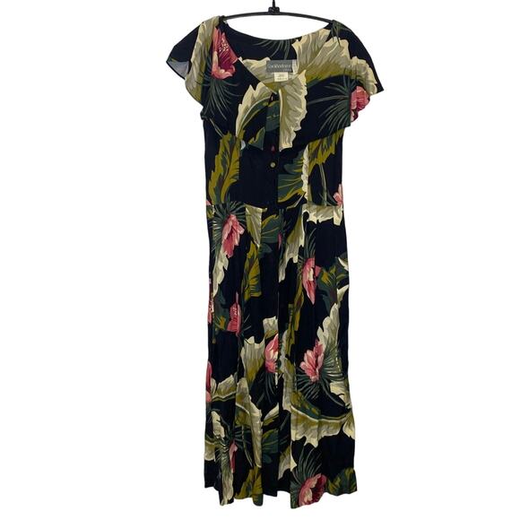 Carol Anderson Vintage Floral Shawl Collar Button Down 1980s Dress Sz Sm - Picture 1 of 15